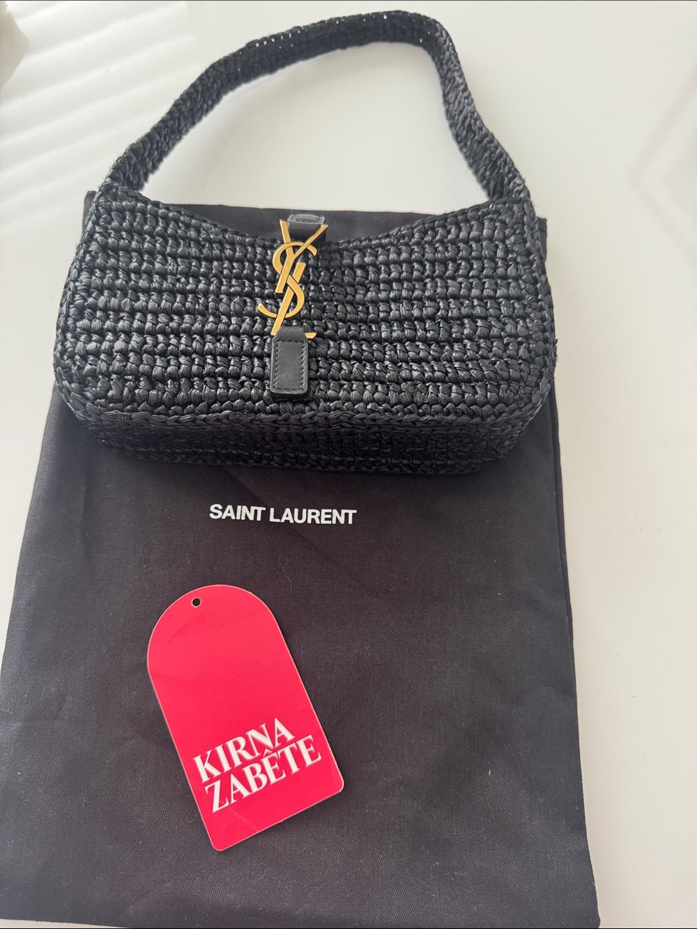 Authentic Saint Laurent Mini Black Raffia LE 5 À 7 Shoulder Bag - Picture 4 of 10